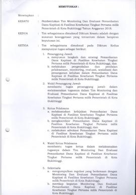 Khazanah Arsip SK Tim Monev Dana Kapitasi di Faskes Tk Pertama Milik Pemerintah 2018 (lembar 3)