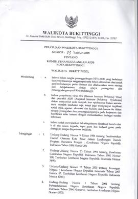 Khazanah Arsip Peraturan Walikota Bukittinggi tentang Komisi Penanggulangan AIDS Kota Bukittinggi...