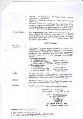 Khazanah Arsip Keputusan Kepala Dinas Kesehatan Kota Bukittinggi tentang Non IPWL tahun 2015 (Lem...