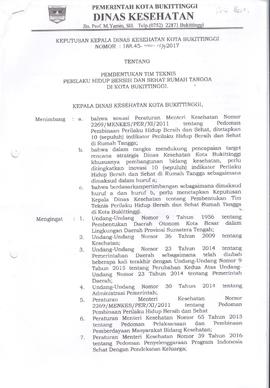 Khazanah Arsip Keputusan Kepala Dinas Kesehatan tentang Pembentukan Tim Teknis PHBS Tahun 2017 (L...
