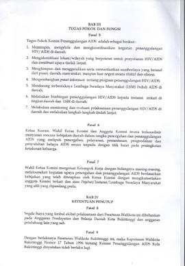 Khazanah Arsip Peraturan Walikota Bukittinggi tentang Komisi Penanggulangan AIDS Kota Bukittinggi...