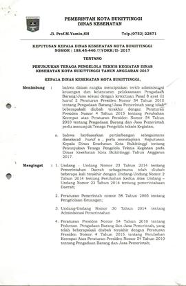SK tentang Pengelola Teknis Kegiatan Tahun 2017 ( lembar 1)