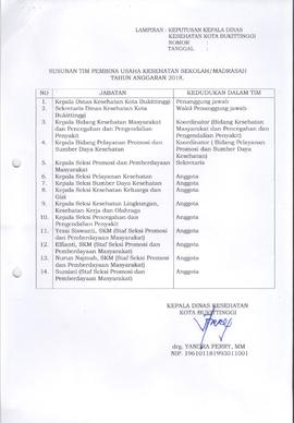 Khazanah Arsip SK Tim Pembina UKS Tahun 2018 (lembar 4) - Lampiran