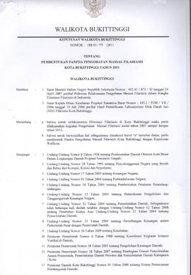 Khazanah Arsip Keputusan Walikota Bukittinggi tentang Pembentukan Panitia Pengobatan Massal Filar...