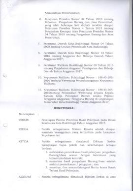 Khazanah Arsip SK Penetapan Panitia Penerima Hasil Pekerjaan pada Dinas Kesehatan Kota Bukittingg...