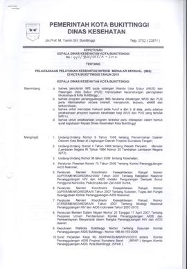 Khazanah Arsip SK Kepala Dinas Kesehatan Kota Bukittinggi tentang Pelaksanaan Pelayanan Kesehatan...