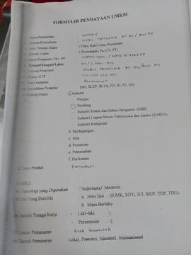 formulir pendataan umkm