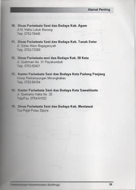 Booklet Panduan Wisata Kota Bukittinggi Tahun 2005 16