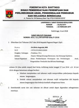 Surat Cuti ASN  an. dr Silvia Anggraini