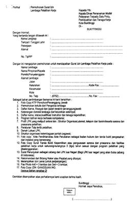 Blanko  Izin Lembaga Pelatihan Kerja