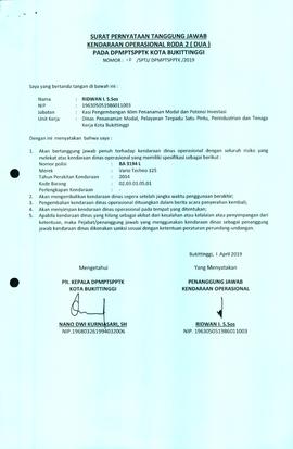 Pernyataan Tanggung Jawab  Honda BA 3194 L