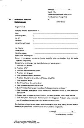 Blanko  Izin Usaha Angkutan