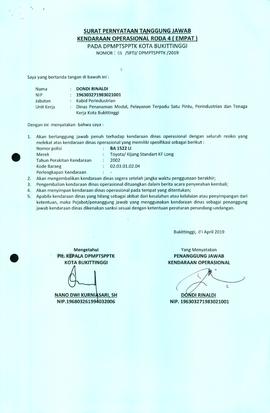 PERNYATAAN TANGGUNG JAWAB  BA 1522 L