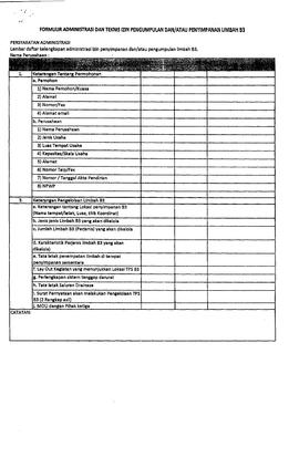 Blanko  Formulir Administrasi Izin Penyimpanan Sementara Limbah B3