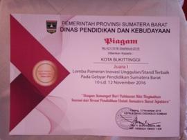 Piagam Penghargaan Lomba Pameran Inovasi Unggulan/ Stand Terbaik Pada Gebyar Pendidikan Sumatera ...