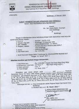 Kenaikan Gaji Berkala Atas Nama ZULFIDA LOLITA S,Pd 1