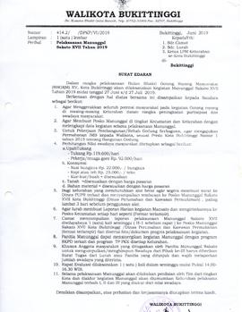 Surat Edaran Walikota Bukittinggi Tentang Pelaksanaan Manunggal Sakato XVII Kota Bukittinggi Tahu...