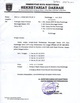 Undangan Rapat Evaluasi Manunggal Sakato XVII Tahun 2019