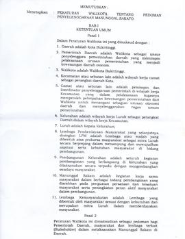 Peraturan Walikota Bukittinggi Tentang Pedoman Penyelenggaraan Manunggal Sakato XVII Kota Bukitti...