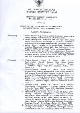 SK Walikota Bukittinggi Tentang Pembentukan Panitia Penyelenggaraan Manunggal Sakato XVII Kota Bu...
