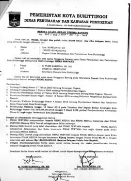 Khazanah Arsip Berita Acara  Serah Terima Barang Kendaran Bermotor BA 31 L