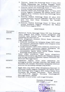 SK Walikota Bukittinggi Tentang Pembentukan Panitia Penyelenggaraan Manunggal Sakato XVII Kota Bu...