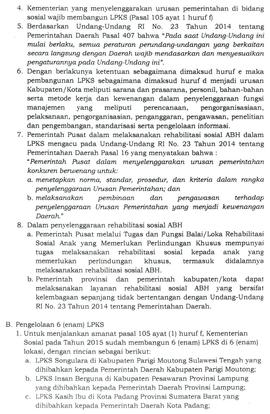 Kewanangan penyelenggaraan LPKS untuk anak berhadapan dengan hukum ( ABH ) dari kementerian Sosia...