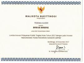 Piagam  KPM dari Bapak Walikota Bukittinggi