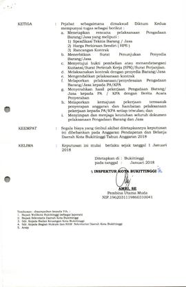 Lembar 3 Surat Keputusan Inspektur Kota Bukittinggi tentang Penunjukkan Pejabat Pembuat komitmen ...