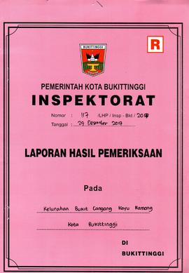 Laporan Hasil Pemeriksaan Kelurahan BCKR Tahun 2017