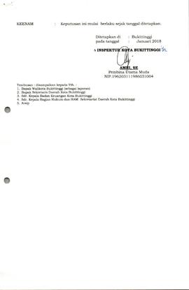 Lembar 4 Surat Keputusan Inspektur Kota Bukittinggi tentang Penunjukkan Pejabat Pengadaan Barang ...