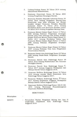 Lembar 2 Surat Keputusan Inspektur Kota Bukittinggi tentang Penunjukkan Pejabat Pengadaan Barang ...