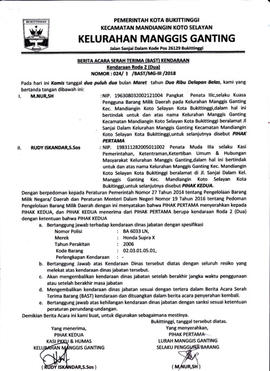 Berita Acara Serah Terima (BAST) Kendaraan Dinas Roda Dua ( Lembar 1)