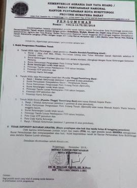 Pengumuman Pendaftaran Tanah Sistematis Lengkap (PTSL)