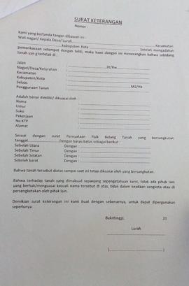 Blangko Surat Keterangan