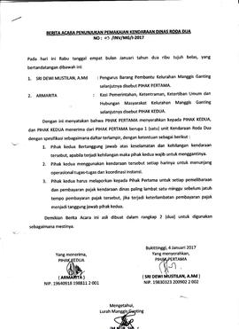 Berita Acara Pemakaian Kendaraan Dinas Roda Dua ( Lembar 1)