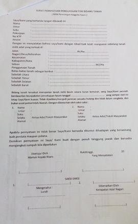 Surat Pernyataan Penguasaan Fisik Bidang Tanah (Milik Perorangan Anggota Kaum)