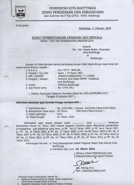 Kenaikan Gaji Berkala Atas Nama Dra. YETTI HERLINA 1