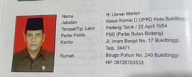 H.USMAR MARLEN Ketua Komisi D DPRD Kota Bukittinggi Periode Tahun 2005 s/d 2009