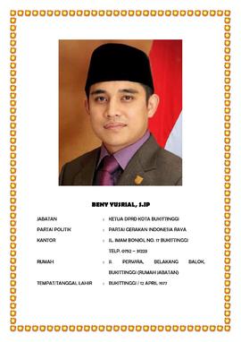BENNY YUSRIAL . S.IP Ketua DPRD  Kota Bukittinggi