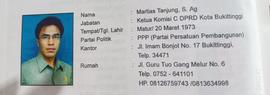 MARTIAS TANJUNG , S.Ag Ketua  Komisi C  DPRD Kota Bukittinggi Periode Tahun 2005 s/d 2009