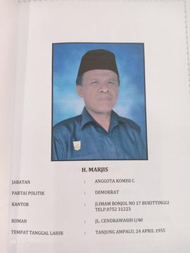 M.MARJIS  Anggota Komisi B  DPRD Kota Bukittinggi Masa Jabatan 2009 s/d 2014