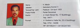H. MARJIS Sekretaris  Komisi C  DPRD Kota Bukittinggi Periode Tahun 2005 s/d 2009