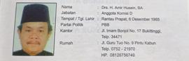 Drs. H. AMIR HUSEIN, BA  Anggota Komisi D DPRD Kota Bukittinggi Periode Tahun 2005 s/d 2009